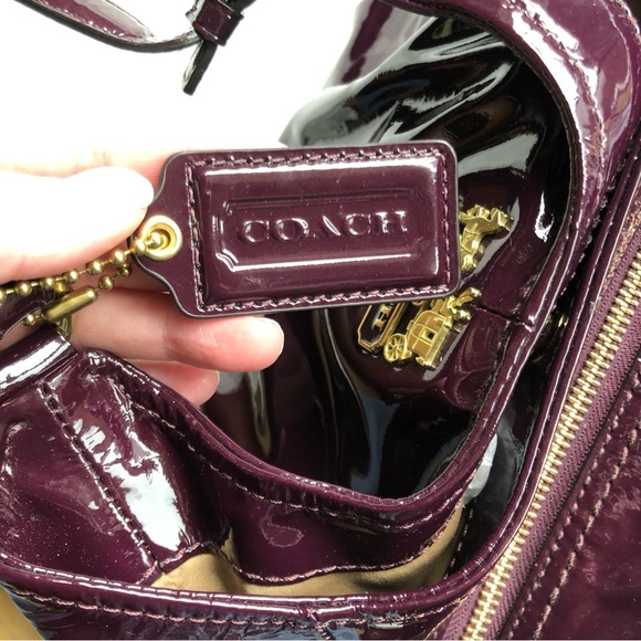 SOLD!!!  COACH Plum Patent Leather Maggie Madison Hobo Shoulder Bag #18760 - Picture 7 of 15